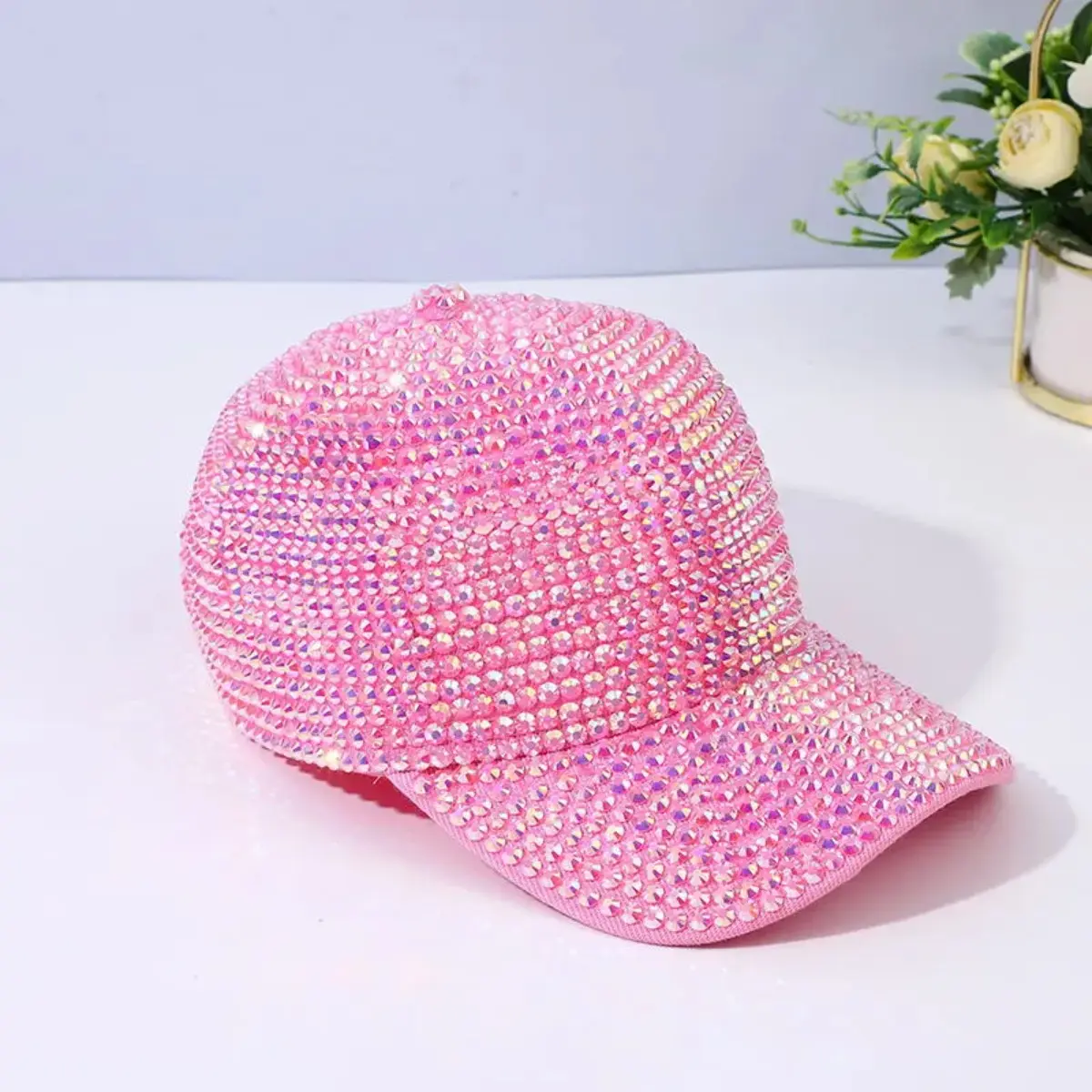 Rhinestone Bedazzled Baseball Cap for Women, Sparkly Cotton Blend Hat with UV Protection, Lightweight for Festivals & Parties, Comfortable, Hats, Music Festival, All-Day Wear, Casual Athleisure, Night-Reflective, Premium Cotton & Acrylic Blend, Sparkling,