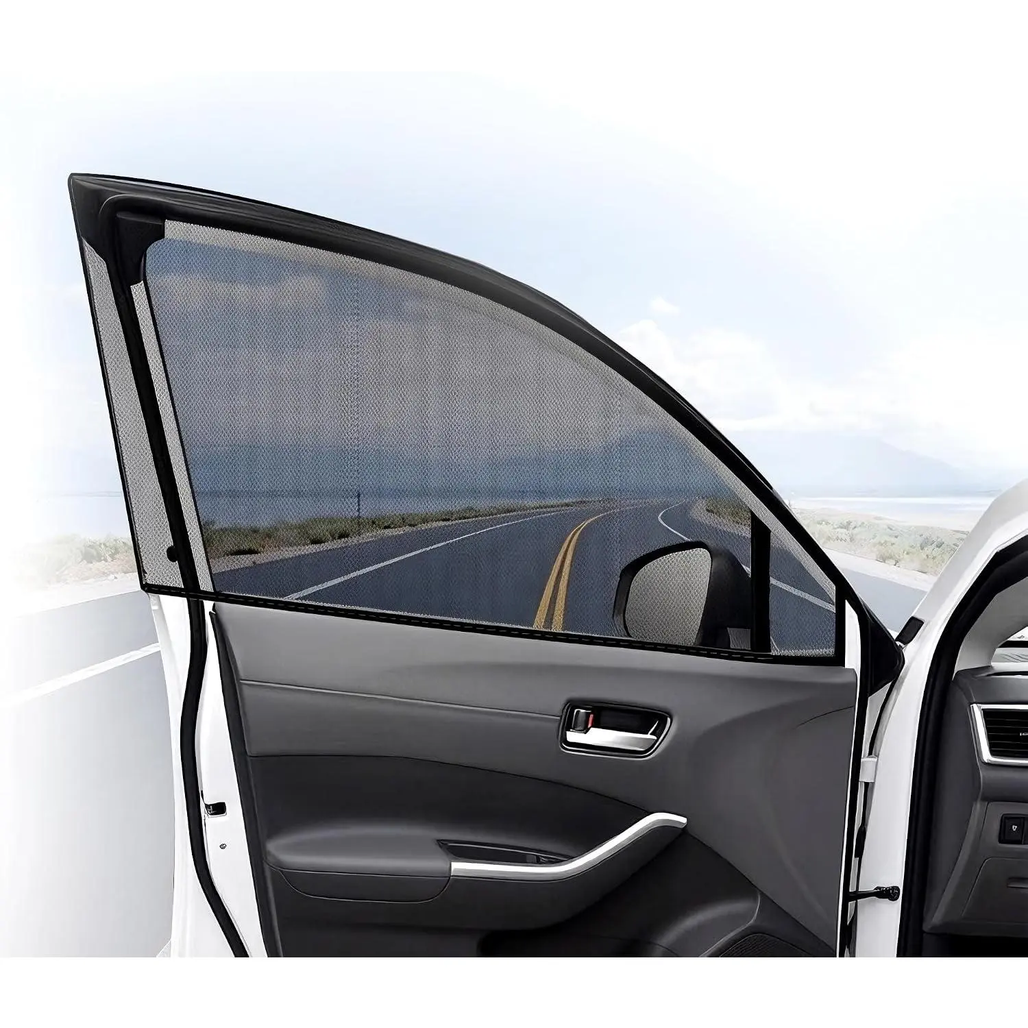 2-Pack Synthetic Double-Layer Breathable Mesh Car Window Sun Shade Cover (22.8x24"), UV Protection Sunshade for Cars/SUVs, Mosquito Net Curtain for Family