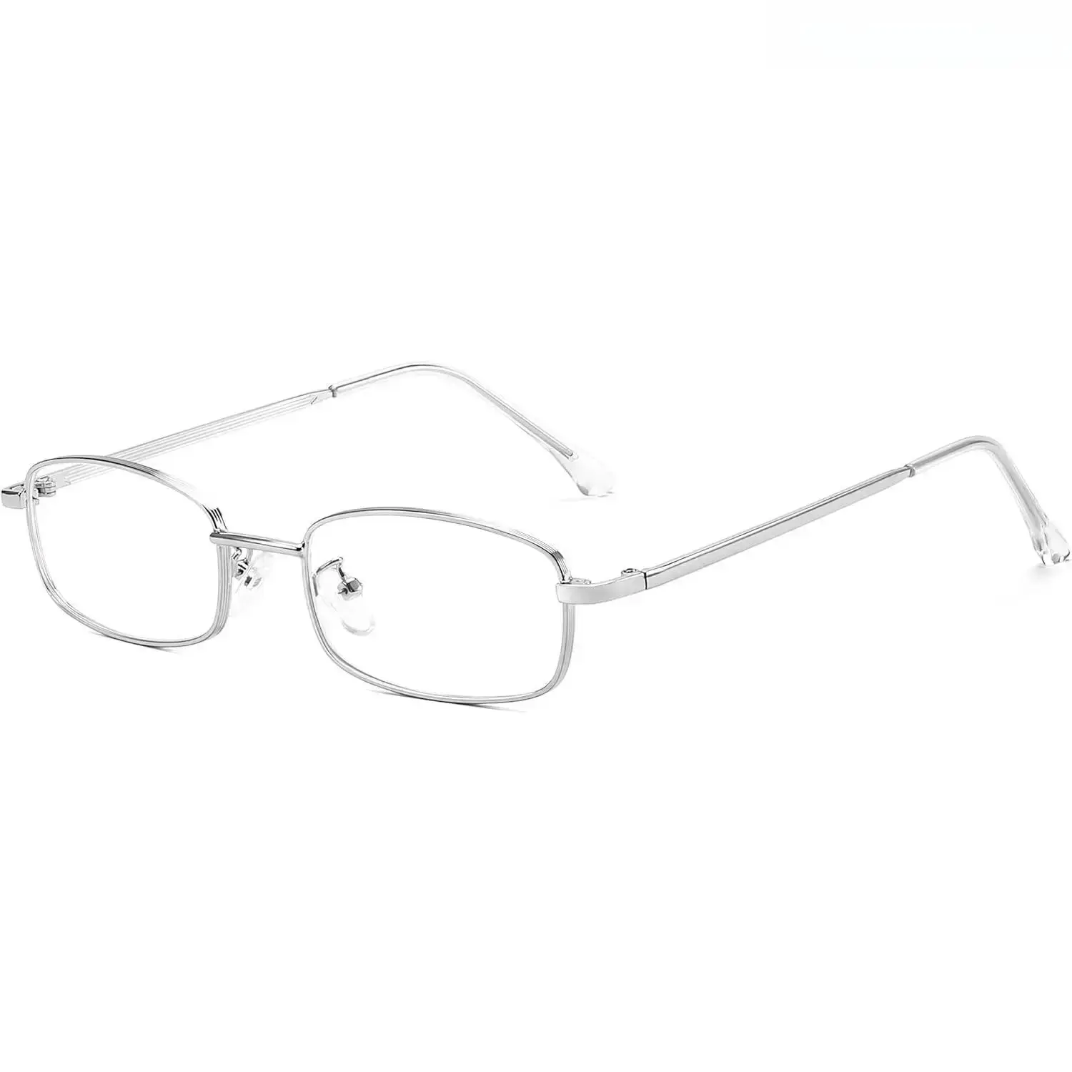 Y2K Vintage Metal Rectangle Blue Light Blocking Eyeglasses for Women, Gold and Silver Nerd Style Non Prescription Eyewear, Anti Eyestrain Accessory for Daily Office Computer Use