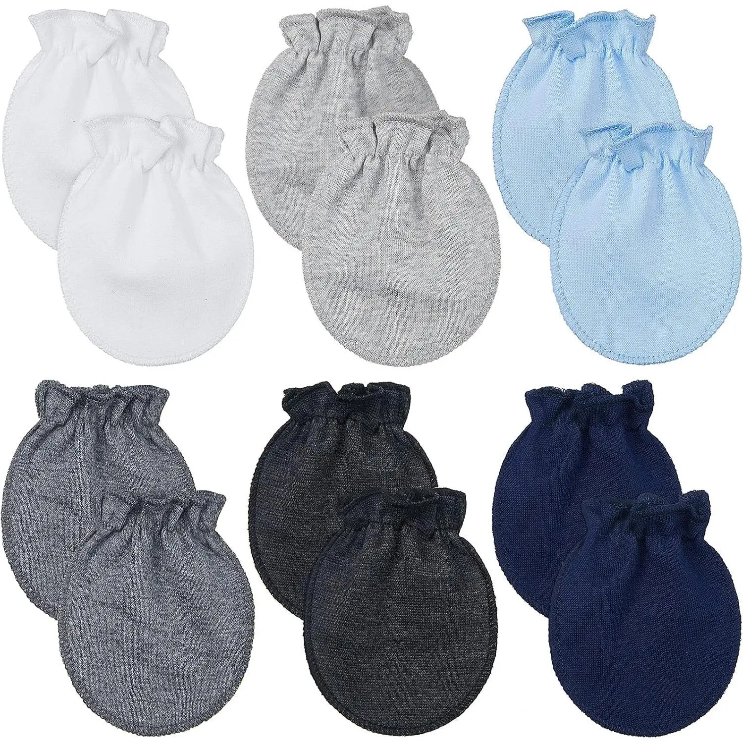 6 Pairs Newborn Baby Mittens Cotton No Scratch Infant Gloves Elastic Soft Mitten Baby 0-6 Months Boys Girls
