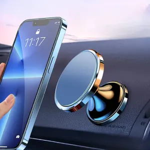 360° Rotatable Magnetic Car Phone Mount: Strong Magnetic Grip, Height Adjustable, Ideal for Navigation, Suitable for iPhone, , Xiaomi Devices - Aluminum Alloy, Uncharged, No Battery Required, Navigation Accessory|Adjustable Phone Holder|Durable Metal Moun