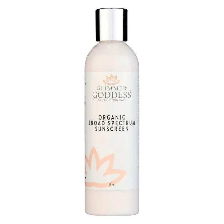 Glimmer Goddess Organic Reef-Safe Sunscreen Broad Spectrum SPF 40 - Certified Organic Ingredients & Natural Plant Oils - 8 oz