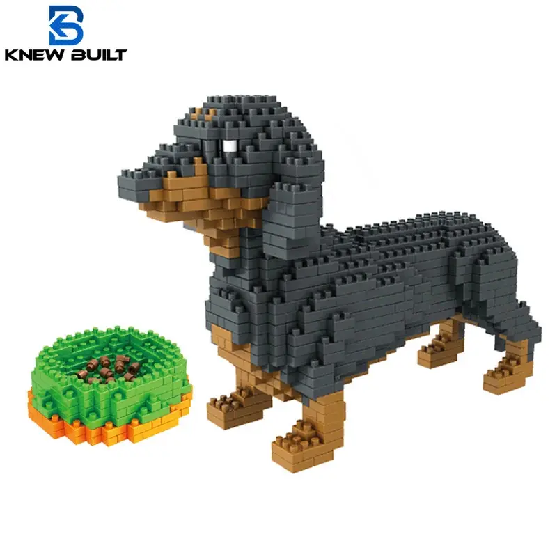 KNEW BUILT Dachshund Dog Model Mini Building Block Toy Set 9 Style for Pet Enthusiasts Teddy Hughes Corgi Collie Pet Style Brick