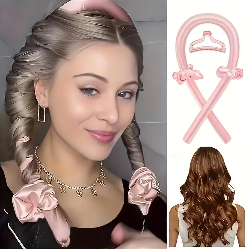 1 piece of heatless curling stick with headband, suitable for curling at night, foam curling tube, mild and effective hair care