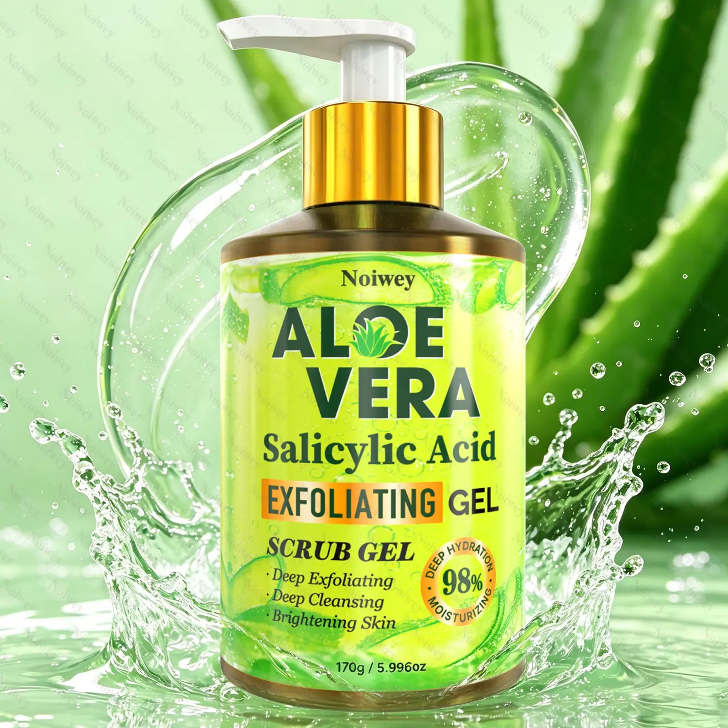 170g Aloe Vera And Salicylic Acid Exfoliating Gel,Gentle Scrub that Hydrating Formula,Deep Cleansing Face And Body Exfoliating Scrub Gel,Deeply Clean Skin Dirt Smoother Skin,More Bright,Moisturiz,Suitable for all skin types cleansing moisturizing use