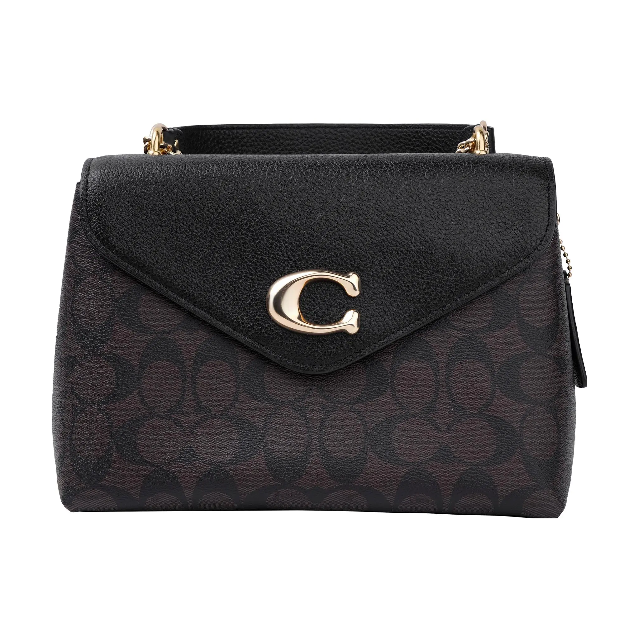 COACH Tammie 26 Crossbody Bag for Women – Classic Monogram Canvas in Dark Brown and Black