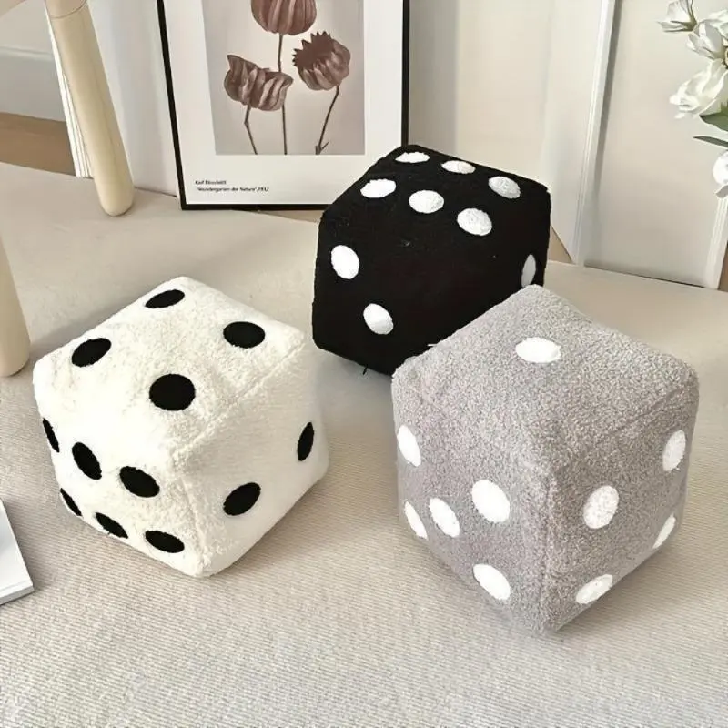 Soft Furry Cushion, Funny Dice-Shaped 1-Piece Stuffed Doll with Die Dots, Bedroom and Sofa Decorative Accessory, Funny Dolls, Bedroom Decorative Accessories, One-Piece