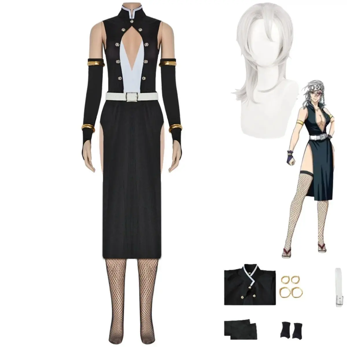 Anime Uzui Tengen Cosplay Costume Sound Breathing Female Sexy Dress Team Uniform Wig Adult Woman Carnival Halloween Suit