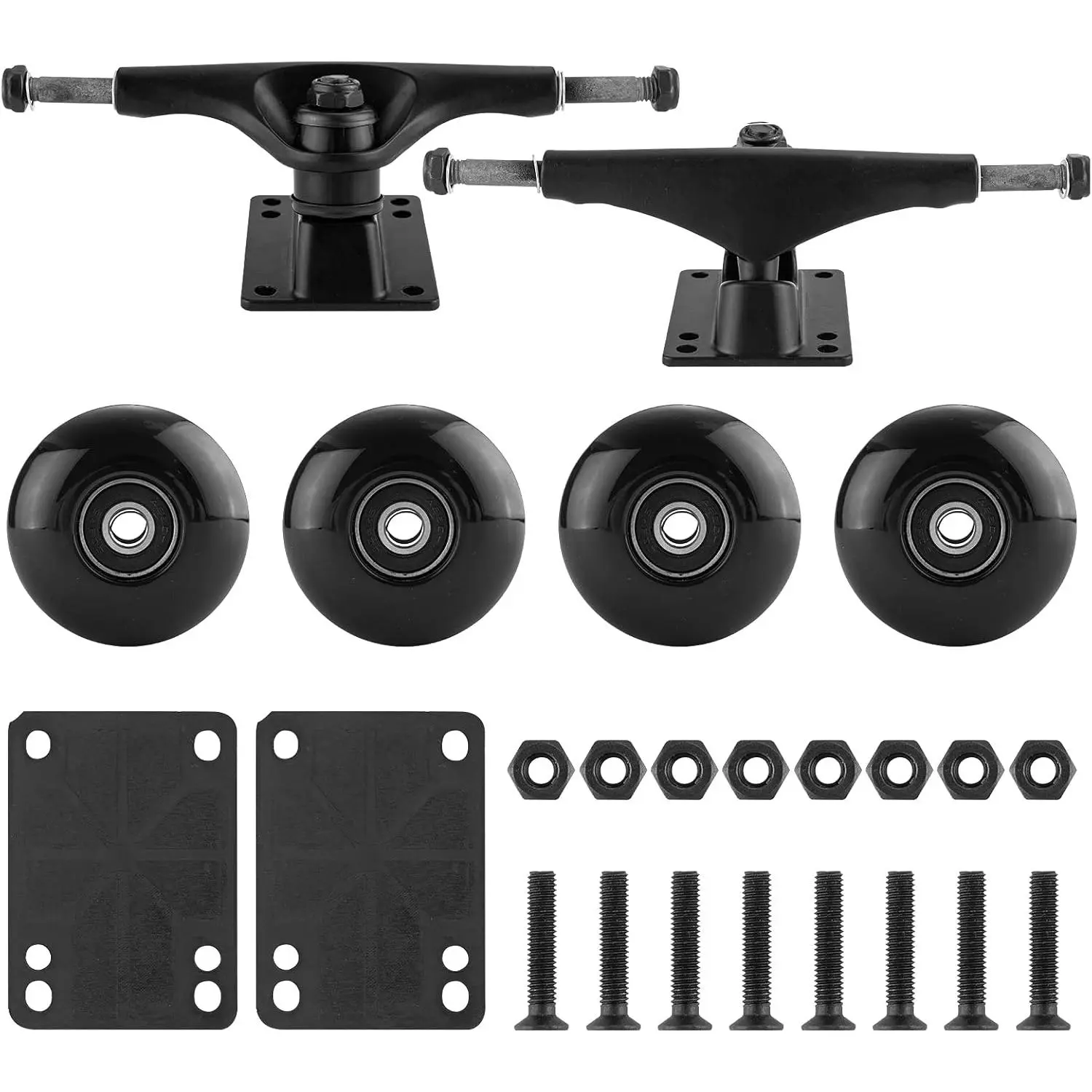 Durable Aluminum Alloy Skateboard Accessory Full Set - ABEC-9 Bearings, 52mm Wheels, High-Hardness Pads, Compatible with 7.5-8in Decks, Ideal for Beginner Skateboarders, Party Bag Gift for Home & Festive Use