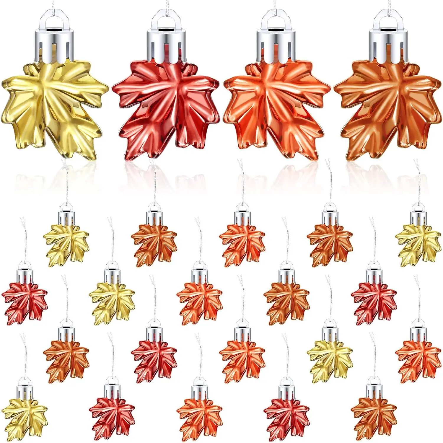 24 count Fall Tree Ornaments Maple Leaf Decor for Thanksgiving Tree | Small Maple Leaf  Pendant, 4 Autumn Colors, for Small Tree, Cute Thanksgiving Party Tables, Mini  Displays