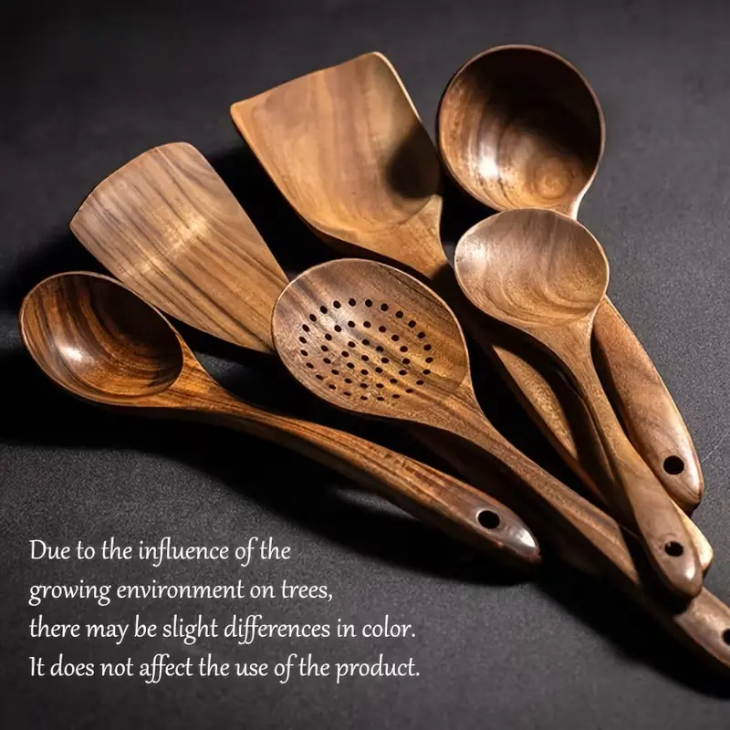 6-Piece Wooden Kitchen Cooking Set with Spoon, Spatula and Ladle, Essential for Home Cooking, Perfect Gift for Mother's Day and Christmas
