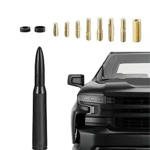 Black Billet Aluminum Bullet Antenna Mast, Heavy Duty Replacement for Classic Pickup Trucks, with Premium Copper Parts, Truck Accessories