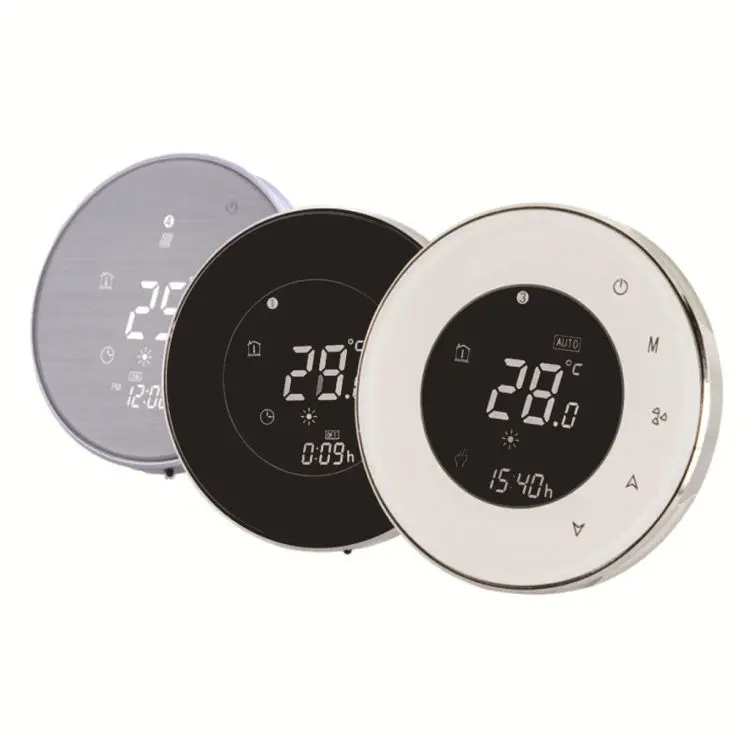 Smart WiFi LCD Home Thermostat Panel (8.6x8.6cm Wall Mount, Standard Embedded Dimension) with Timing Startup and Shutdown, Constant Temperature Locking, Remote Control, Abnormal Circuit Protection for Fan Coil Units, Central Air Systems