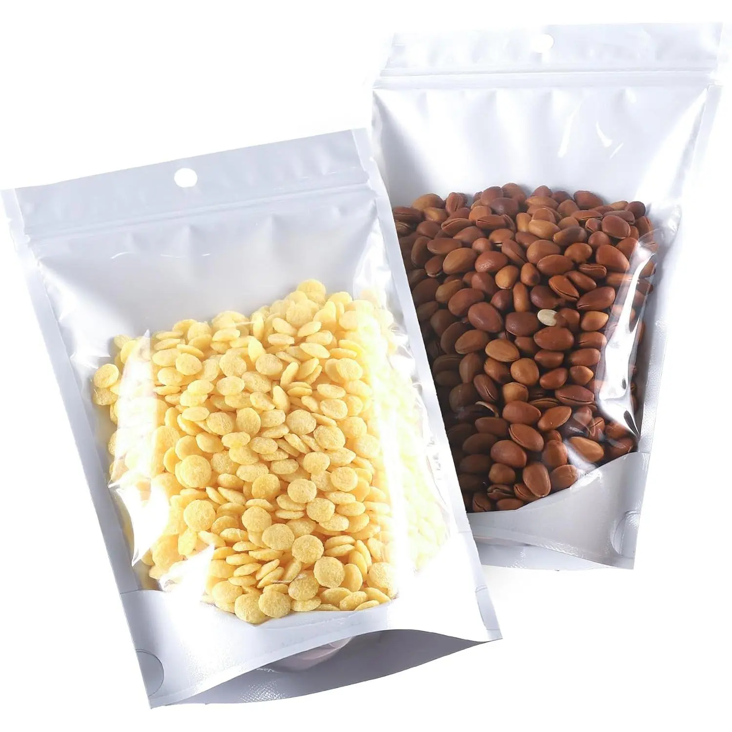 Mylar Bags for  Storage 3.9 * 5.9, 100 count Clear Front  Resealable Bags for Small Business, Sealable Bag for  with Guset White