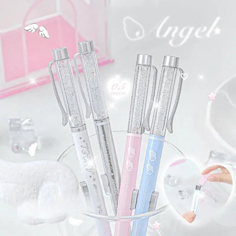 Angel Theme Automatic Pencil Set 0.5HB Mechanical Pencil Push Button Design Cute Kawaii Writing Supplies for School Students