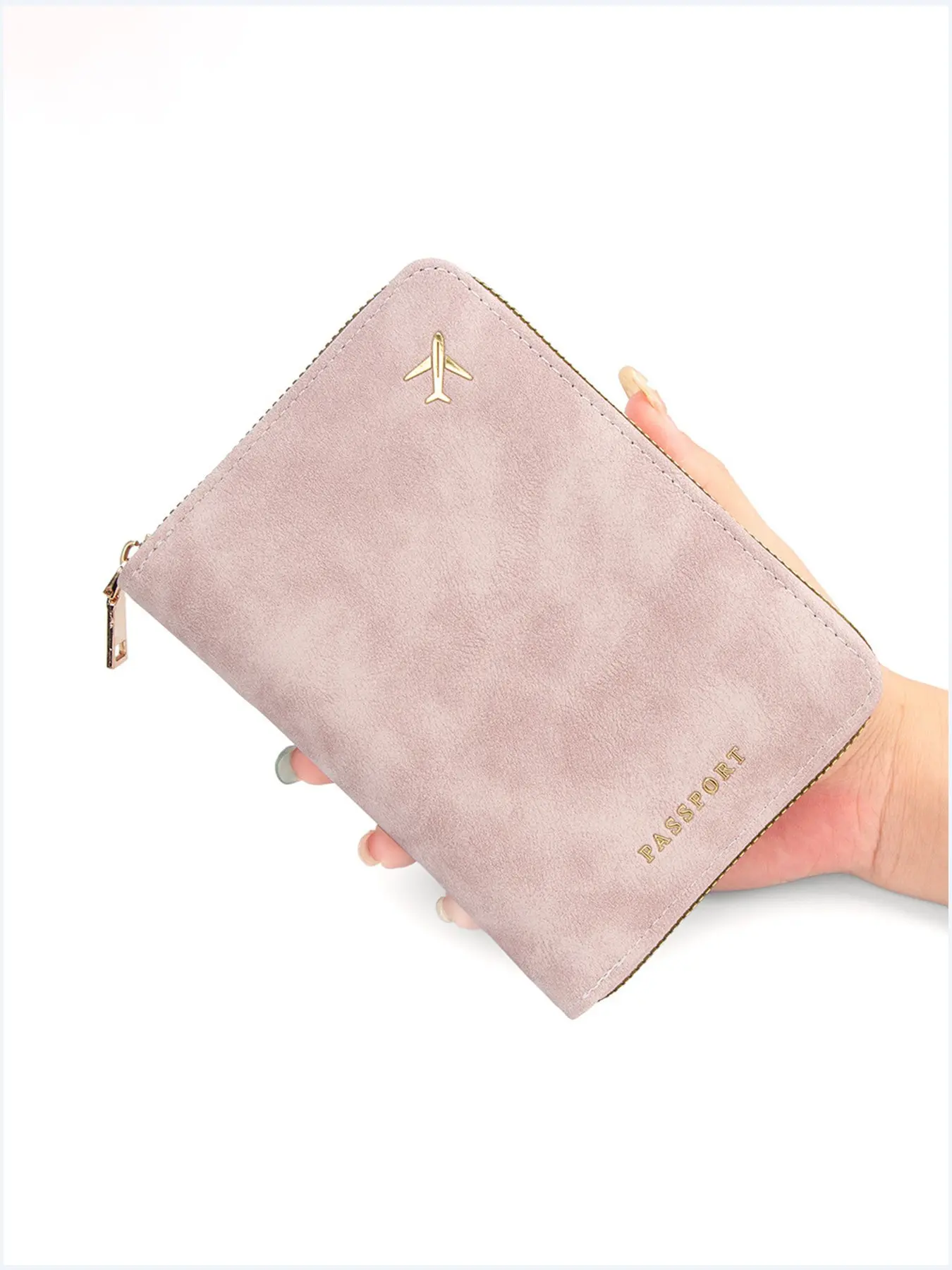 PU Leather Multi-Compartment ID Wallet with Zipper, Large Capacity Passport Holder, Cash and Coin Storage Bag for Travel
