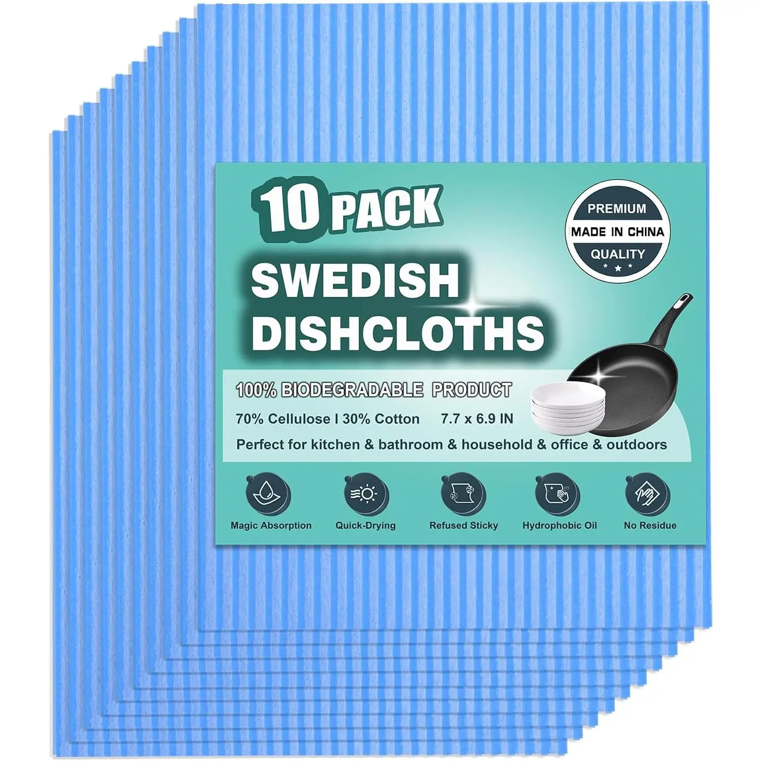 10 Pack Swedish DishCloths for Kitchen Cleaning Dish Cloths |  Kitchen Dishcloths, Swedish Dish Towels Compostable Cellulose Dish Clothes for Household, Multi-Surface Use