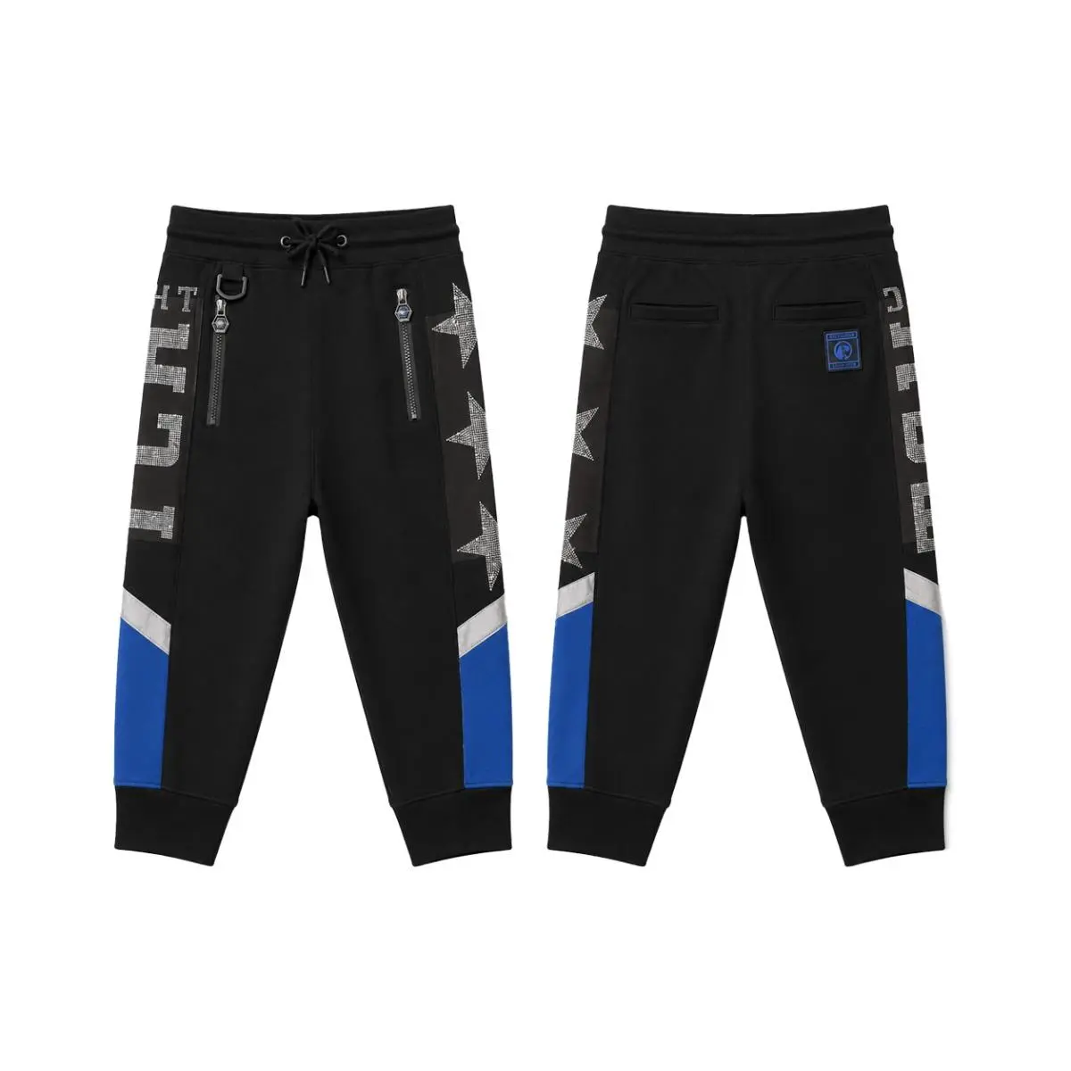 TCH - Y2K Rhinestone Star Graphic Trackpants Men Cyberpunk Gothic Black Joggers Streetwear Baggy Sweatpants Punk Rock Hip Hop Track Pants