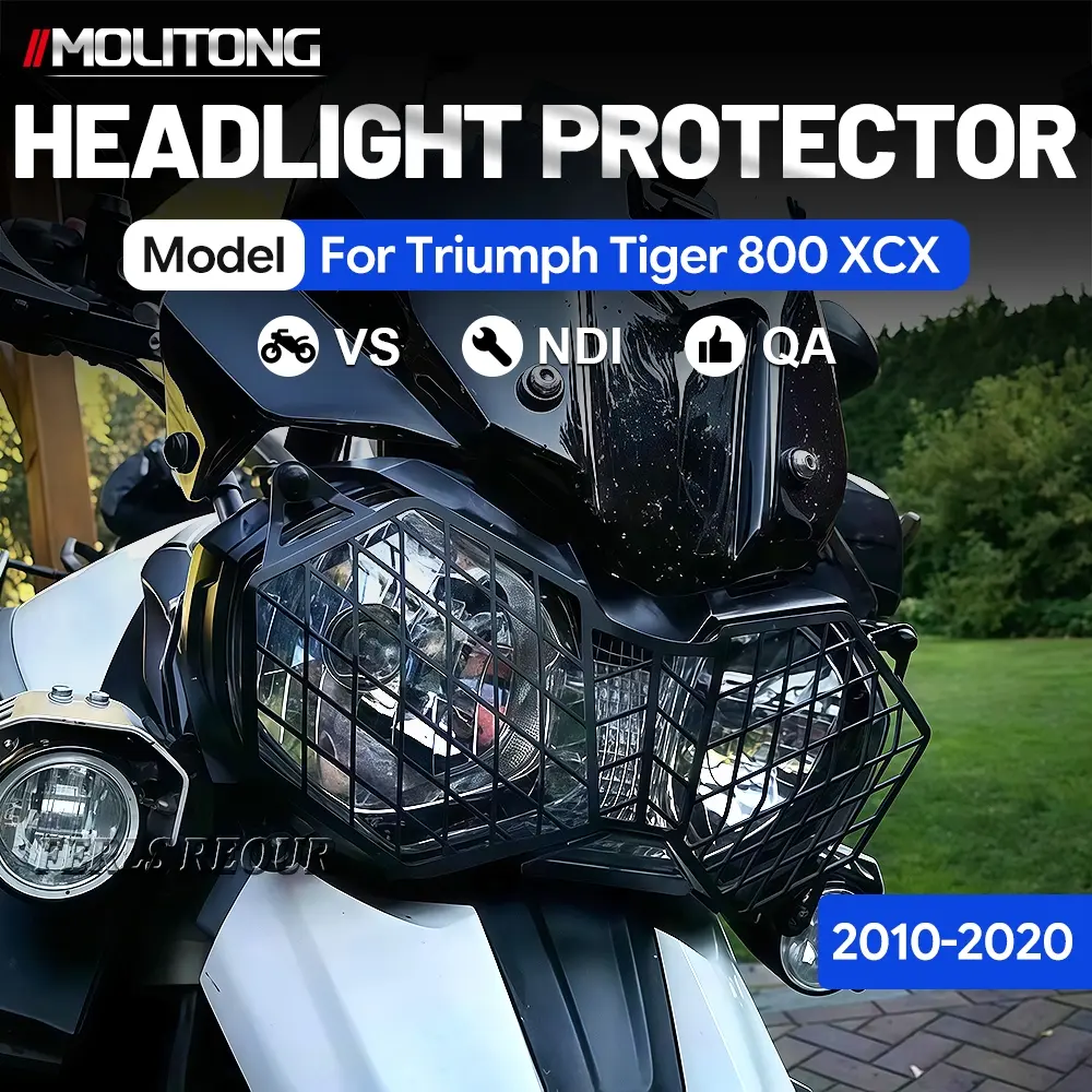 For Triumph Tiger 800 XCX 2010-2020 Black Diamond Grid Aluminum Headlight Protector Anti-Stone Anti-Crash Transparent Lamp Guard Mod Parts For Long-Distance Off-Road Adventure Riders