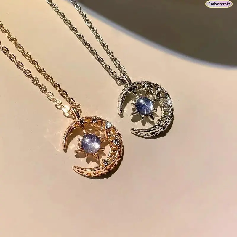 Star and Moon Pendant Necklace for Women, Celestial Dainty Chain Necklace, Minimalist Y2K Fashion Jewelry, Layered Charm Necklace for Everyday Wear, Party, Vacation and Gift Giving