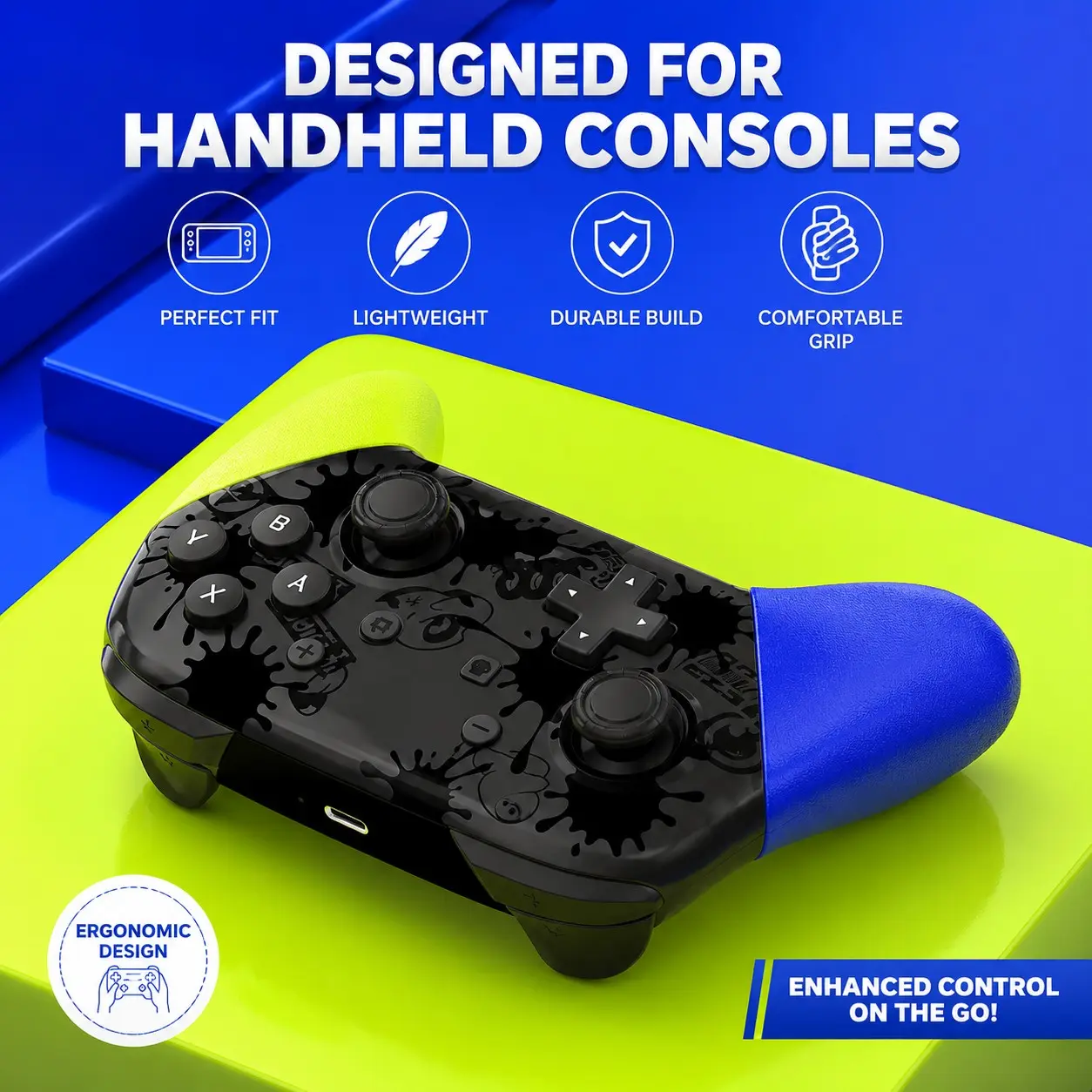 Wireless Game Controller with NFC Function, Motion Control, Vibration Feedback, Comfortable Grip, Bluetooth-compatible Connection, USB PD Charging