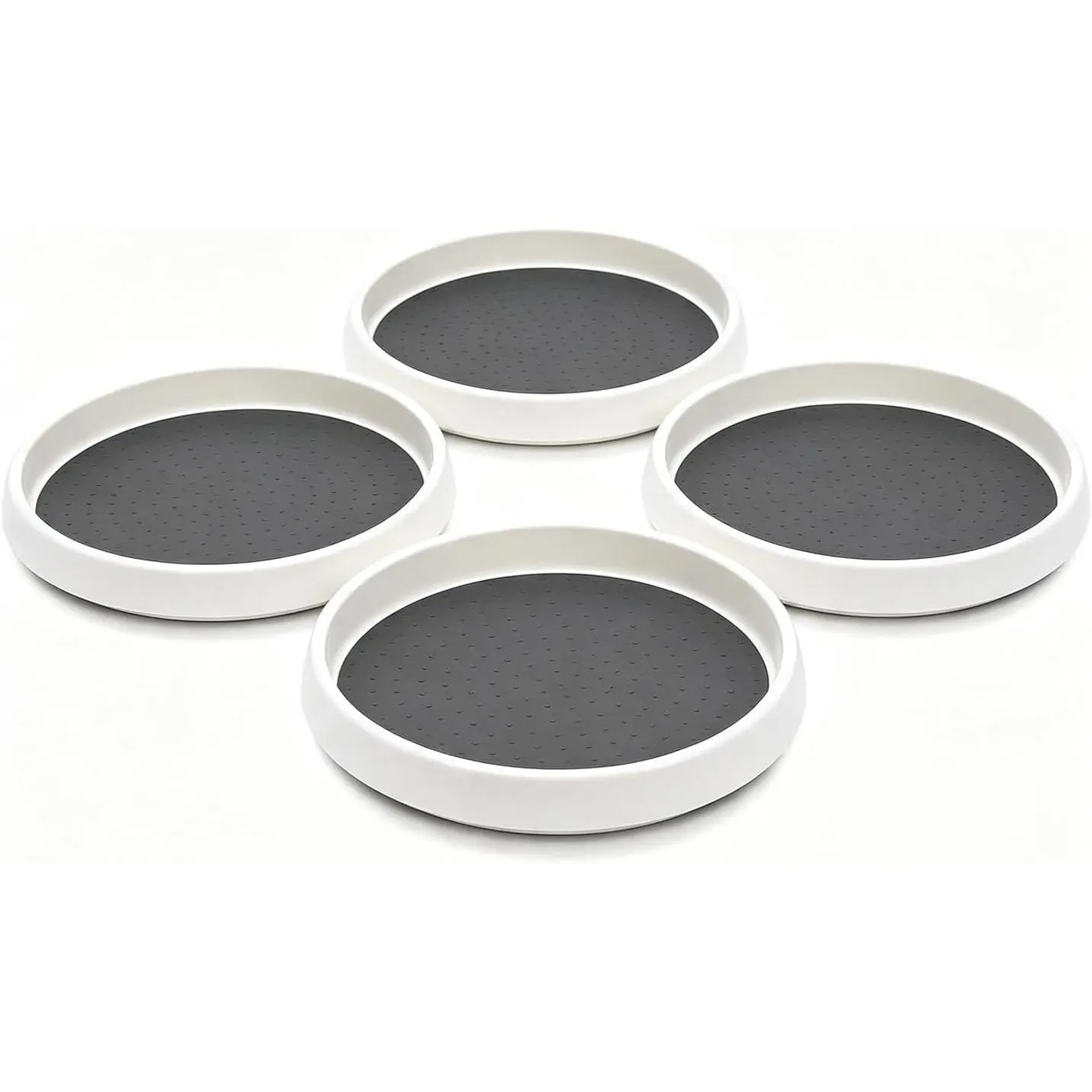4 Pack 10/12 InchLazy Susan Turntable Organizer ,  360° Rotating Non-Skid Trays for Kitchen Cabinet, Pantry, Fridge， Countertop, Bathroom and Vanity
