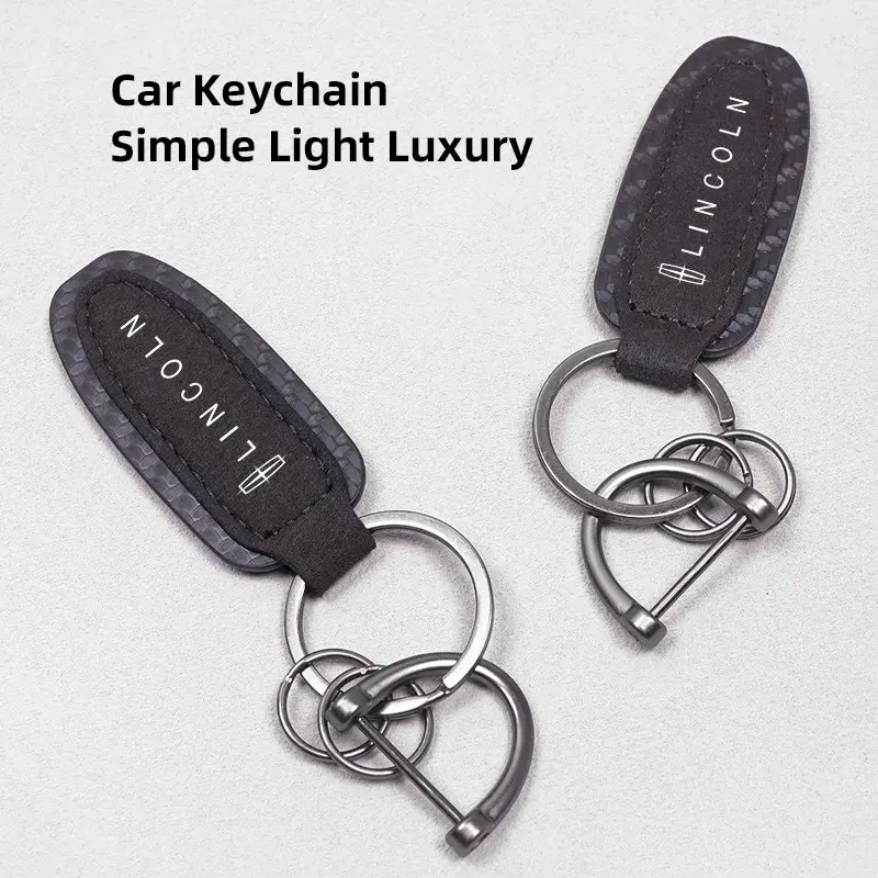 Metal Leather Car Keychain Car Key Ring For Lincoln Navigator Continental Nautilus Aviator MKZ MKX MKC MKT MKS Corsair Mark E