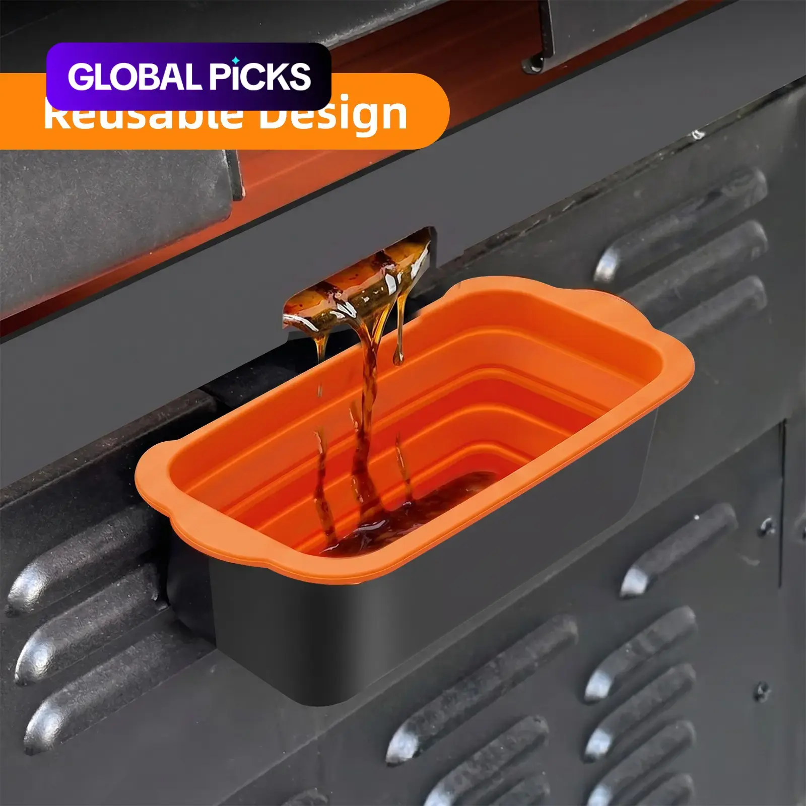 Oil Catch Tray Liner for Blackstone Griddles, Foldable Silicone Grease Tray, Barbecue Grilling Accessories