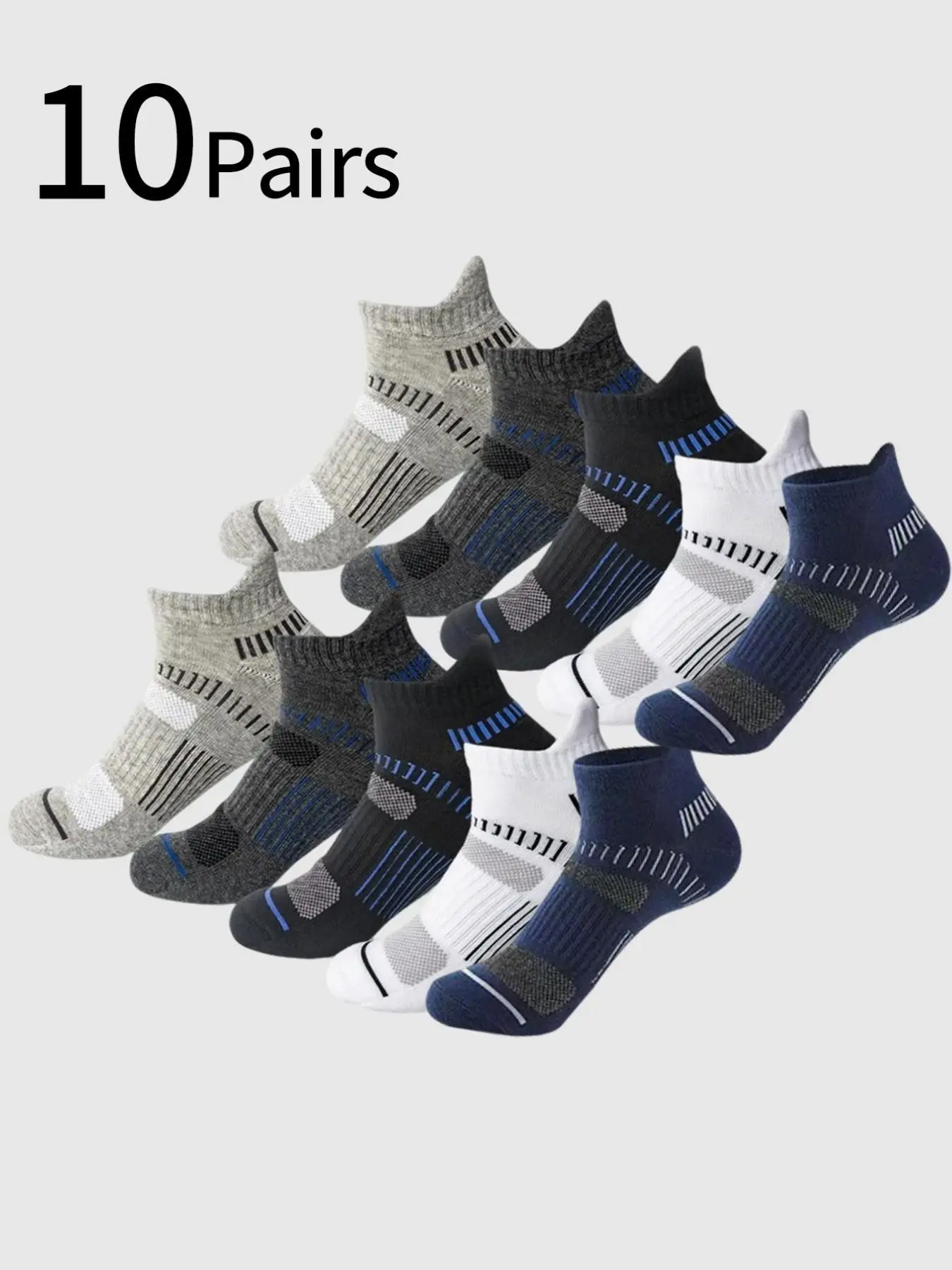 10 Pairs Men's Socks, Professional Running Socks, Outdoor Hiking Sweat-Wicking Crew Socks, Basketball Socks, Anti-Slip Ankle Socks