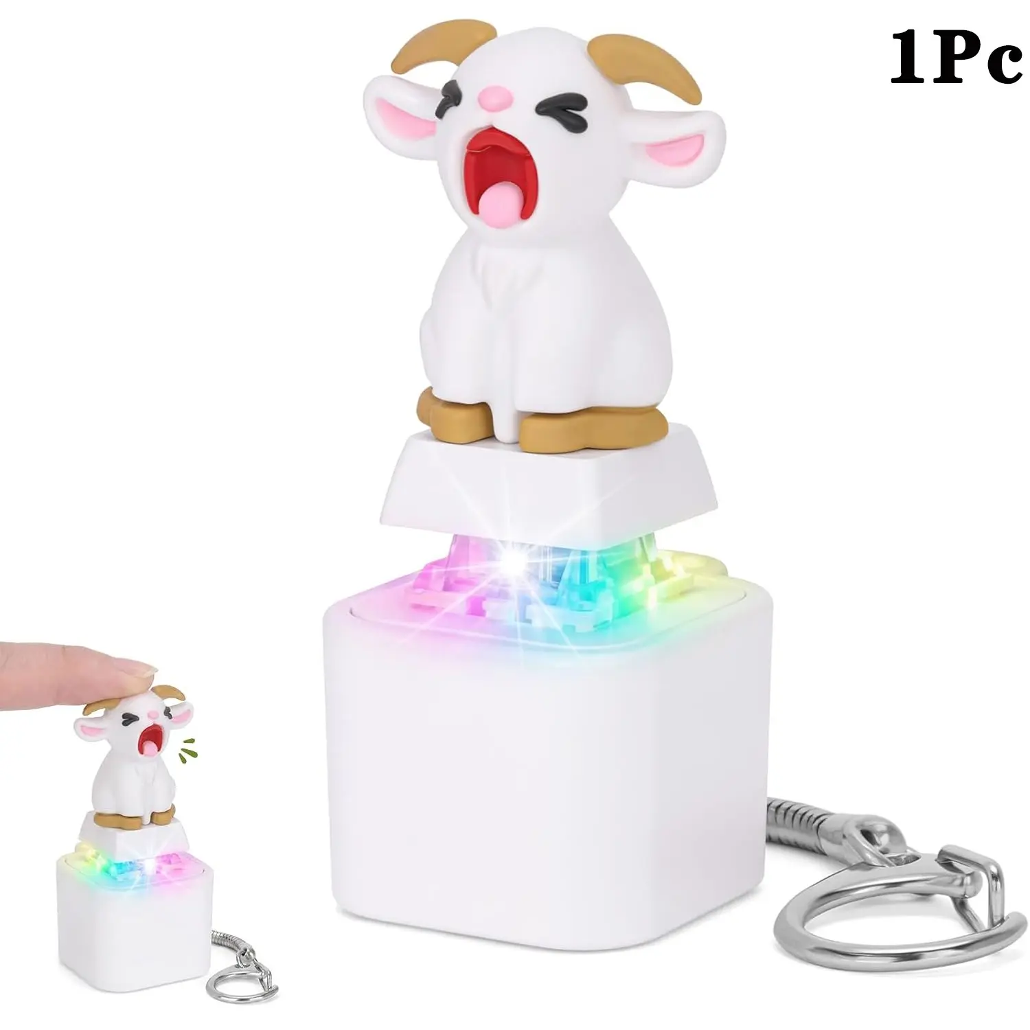 Rechargeable Squeaking Goat Keyboard Fidget Toy, LED Light & Goat Scream Sound, Asmr Desk Toy for Adults, Office Gag Gift, Prank Gag Gift