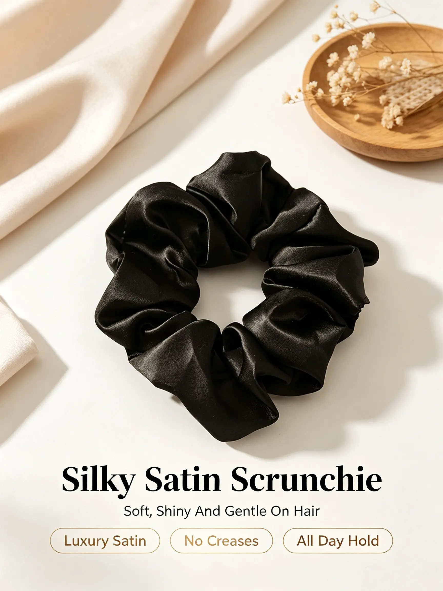 Pizazz 1 Piece Silk Satin Hair Ties Ponytail Holder