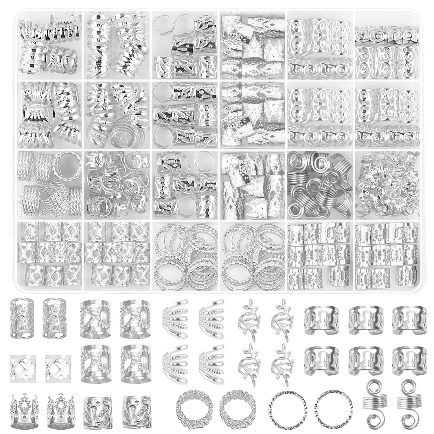 280 count Hair  for Braids,  Loc  for Hair Dreadlocks Braid Clips Accessories Metal Hairs Rings for Braid Cuffs Braid Clips Decorations for Women Men