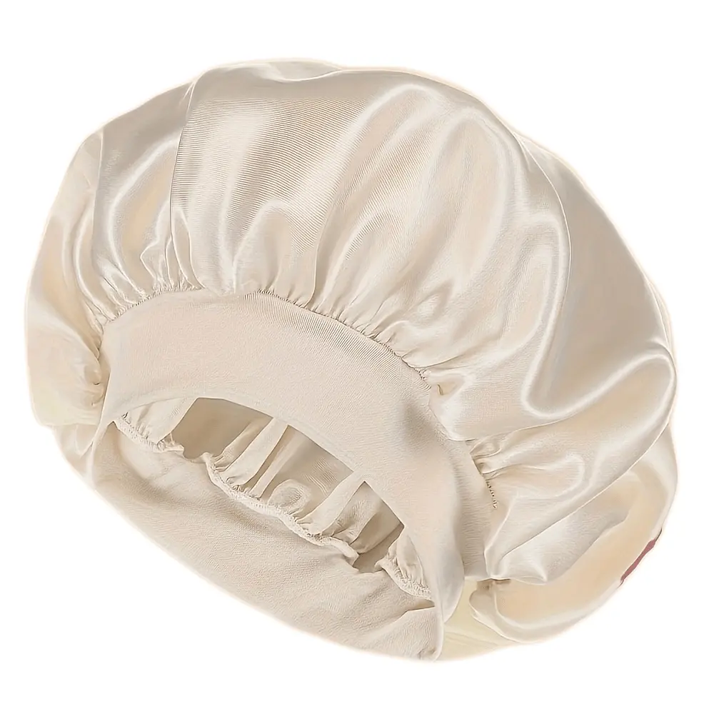 Soft Satin Solid Color Sleep Cap - Unisex Sleeping Bonnet for Hair Care and Protection - Large Elastic Fit for Most Men and Women - Hair Accessory for Nighttime Sleep and Hair Protection, Unscented Wide-Brim Sleeping Cap - Comfortable Elastic Band