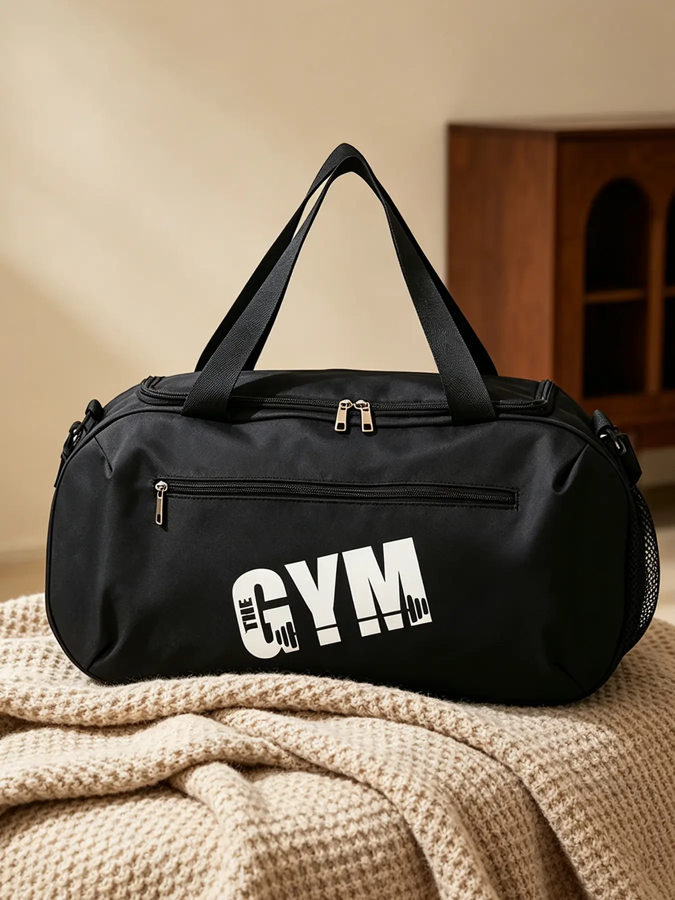 Large-capacity water-resistant hand and crossbody fitness sports bag, gym training & travel storage bag, all-in-one bag for travel and workouts