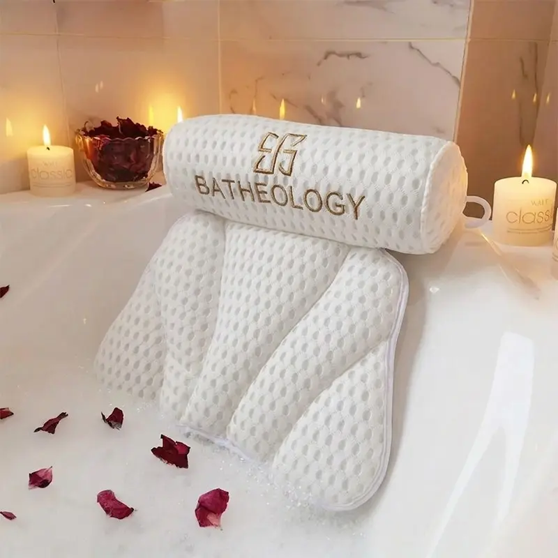 Bathtub Pillow with Anti-slip Suction Cup, 1 Count Bath Pillow for Neck & Back Support, Bathroom Accessories, Bathing Accessory, Bathtub Accessories