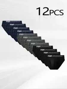 Men's Letter-Tape Solid-Color Briefs for Daily Wear, Casual Men's Underwear for All Seasons, Soft Comfy Undergarments, Soft Breathable Briefs, Casual Fitted Briefs