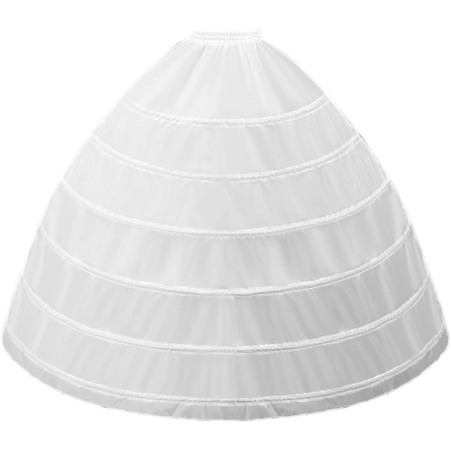 Women's 6-Hoop Formal A-Line Crinoline Petticoat - Adjustable, Elastic-Fit Underskirt Slip for Bridal Wedding Dresses, Evening Gowns