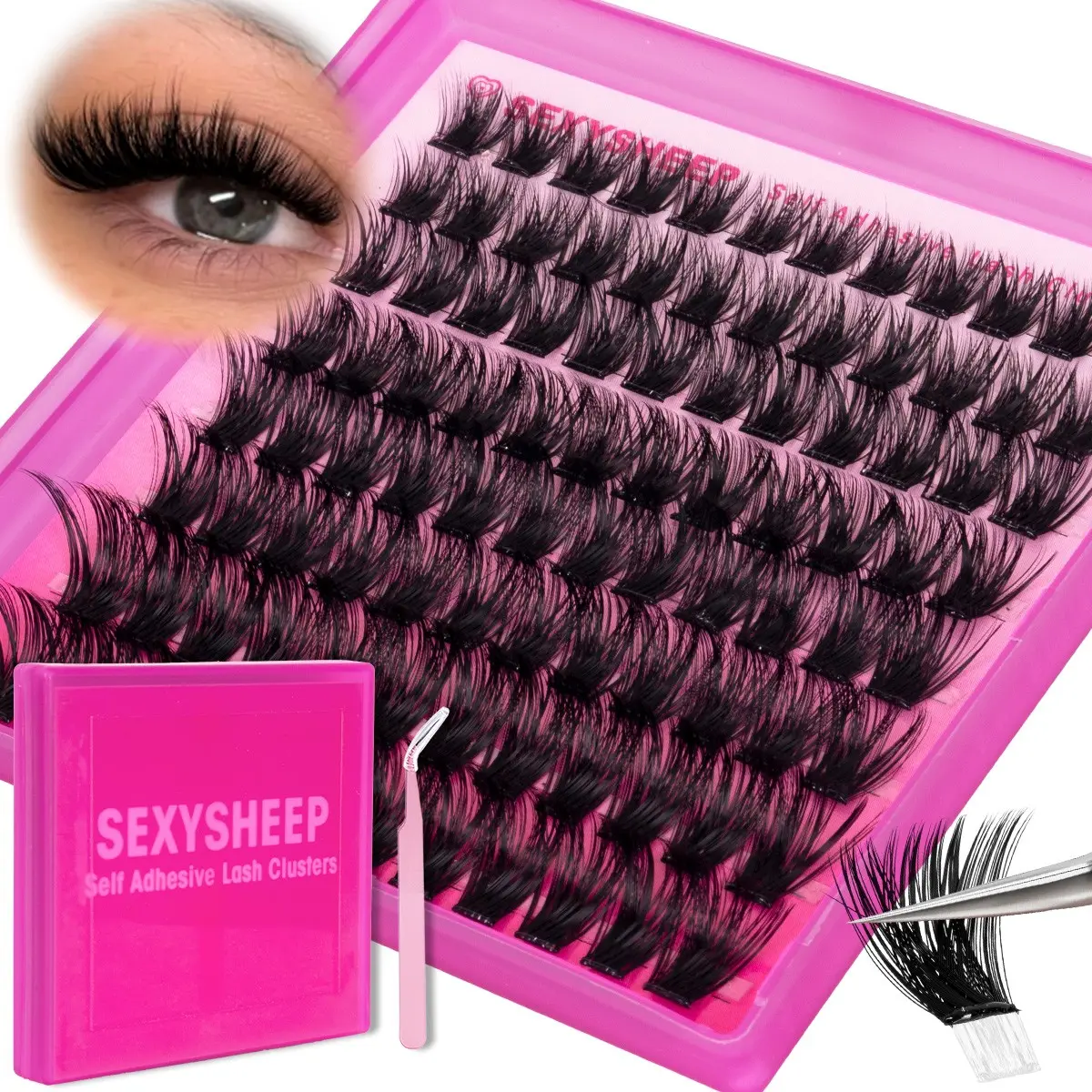 Natural looking Self Adhesive Lash Clusters, DIY Eyelash Extensions Thin & Invisible Band DIY Individual False Eyelashes Newbie's Five-Second Series Wispy Lash for Self-application, Manga Lashes, Mixed Length, Soft Wispy Lashes