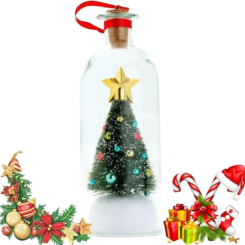 2027 Christmas Message in A Bottle Tree Recordable Snow Globe Forever Voice Ornament Decoration Playback Cork Glass Sentimental Gift Personalized Winter Vial Greeting Festival Party New Year Card Idea Handmade