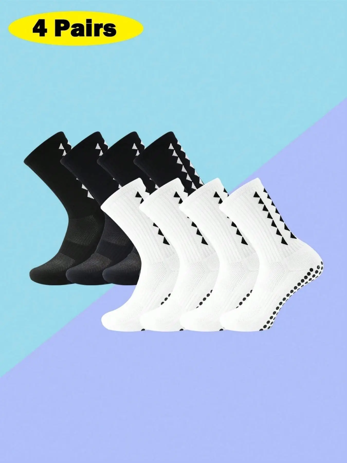 4 Pairs Men's Long Football Socks, Breathable Anti-Slip Sports Socks Set, Comfortable Soft Basketball Socks, All-Season Athletic Wear