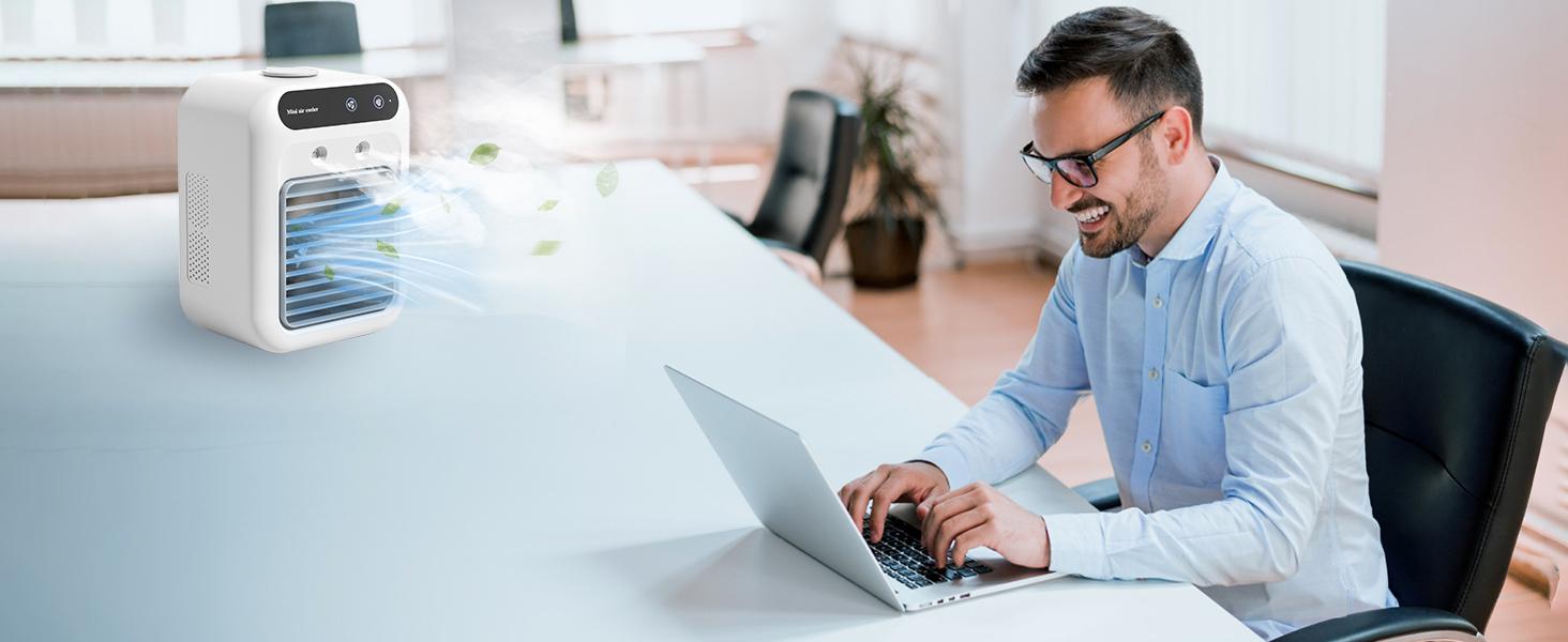 FEDITA Portable 3-In-1 Fan with 2-Speed Mist Fan, Built-In 1800mah Battery, Mnini Air Fan  for Traveling, Office, Living Room, Bedroom