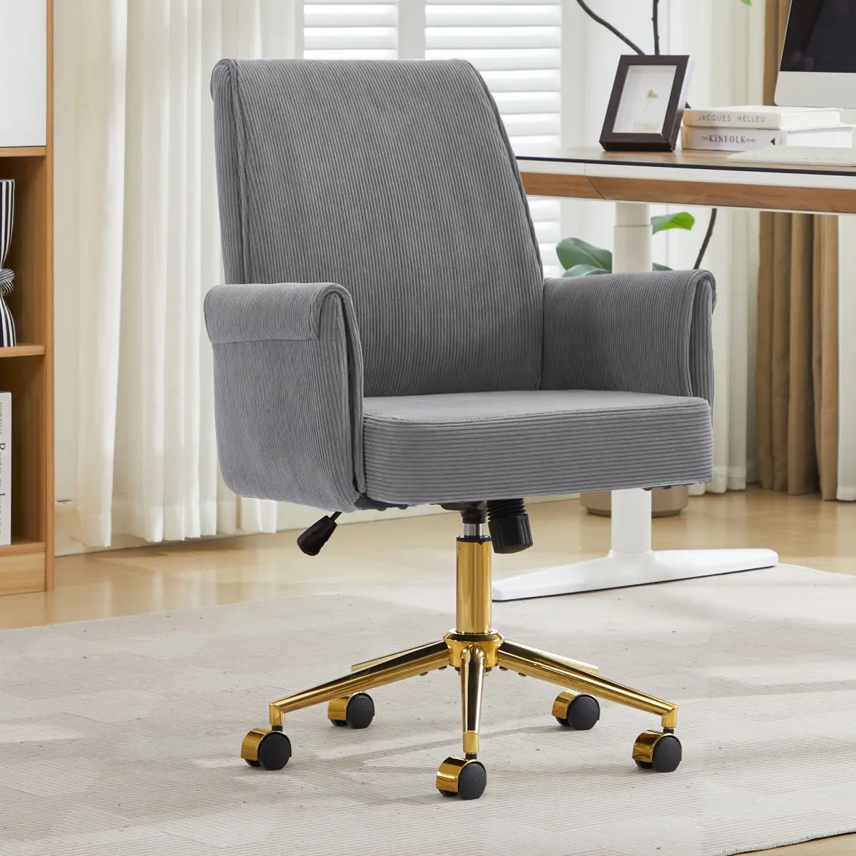 AobtkelMid-back liftable office chair, striped fabric, and ergonomically designed, is an excellent choice for working, studying or relaxing. The mid-back design provides a better sitting experience.Gray