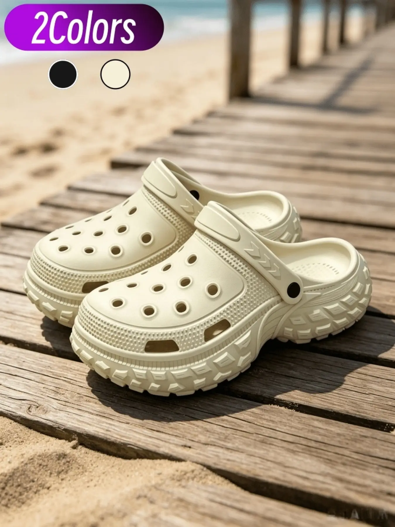 1 Pair Unisex All Terrain Anti Slip Off Road Clogs Mountain Functional Style Shock Absorption Thick Sole Rotatable Strap Dual Wear Camping Beach Car Wash Home
