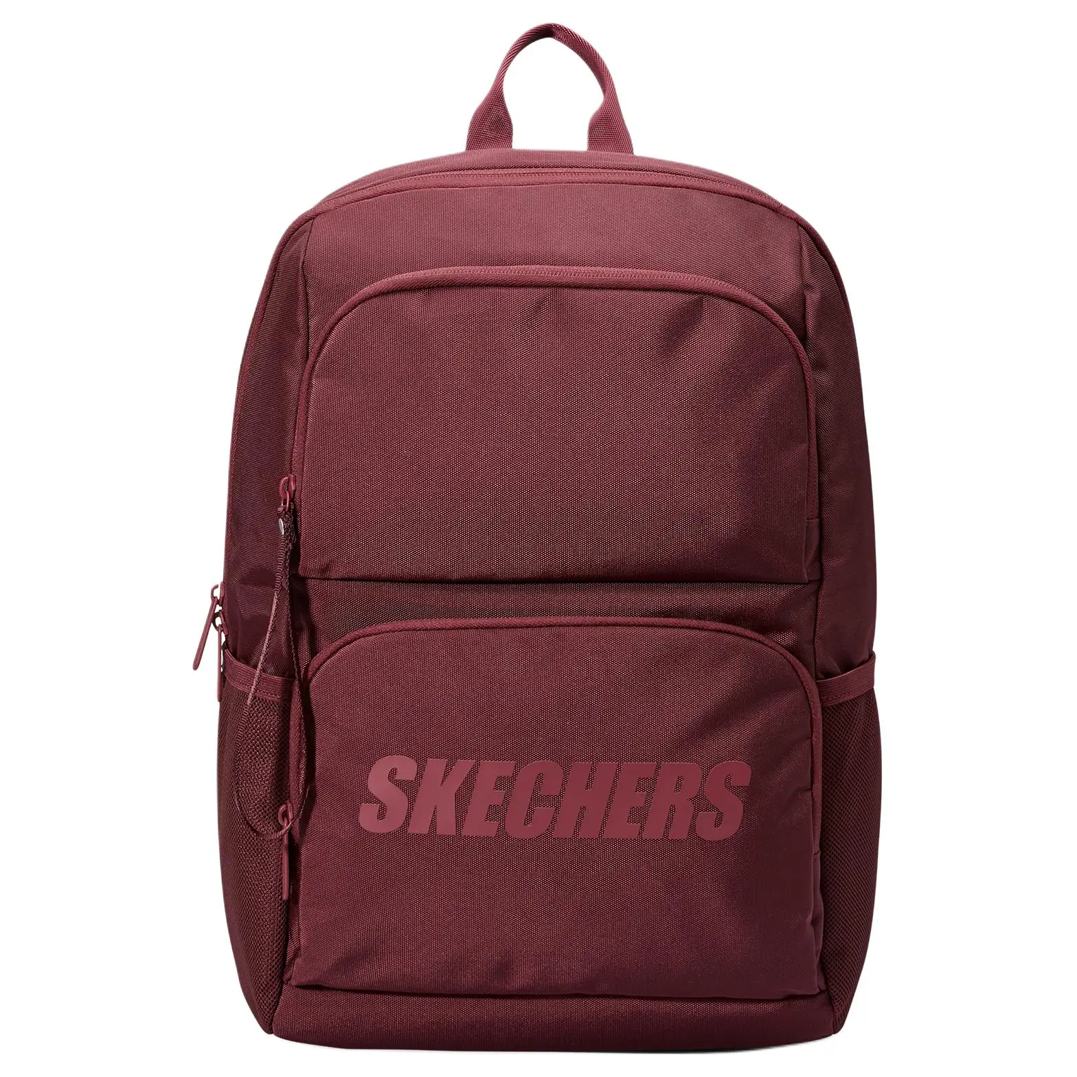 Skechers Sporty Casual Zippered Fabric Backpack for Men and Women – Burgundy