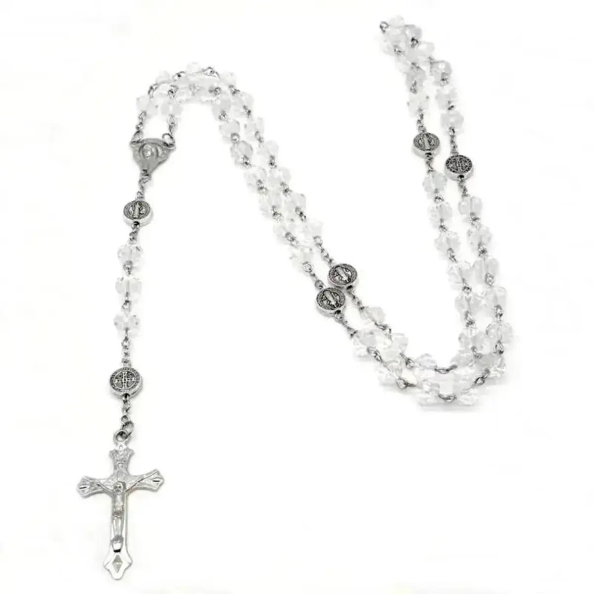 Unisex Colorful Crystal Beaded Cross Necklace - Faith-Inspired Statement Piece, Lightweight, Overhead Slip-On, Religious Crucifix Pendant Long Chain, Catholic Lover Easter Gift, Faith Style Necklaces, Men's & Women's Accessories, Luggage Bag Charm