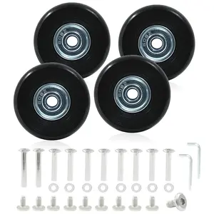 4 Pack 40mm x 18mm Suitcase Replacement Wheels Lnline Skate Wheels Travel Bags Caster Rubber Wheels Luggage Wheels with Accessories, Black