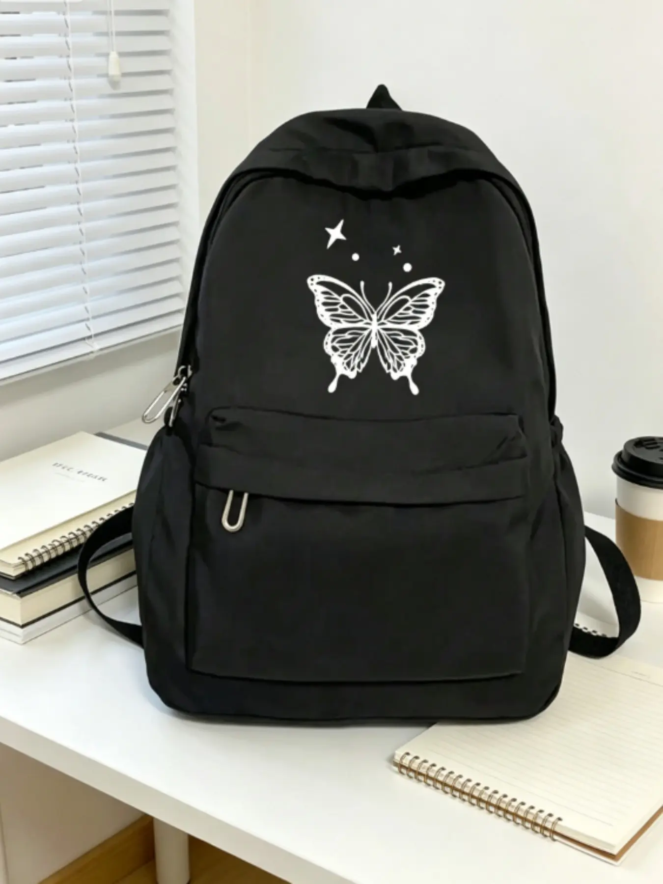 Printed Backpack, Fashionable Casual Sports Shoulder Bag, Butterfly Print Student Backpack, Large Capacity Travel Bag, Versatile Backpack, Daily Use, School, Commute
