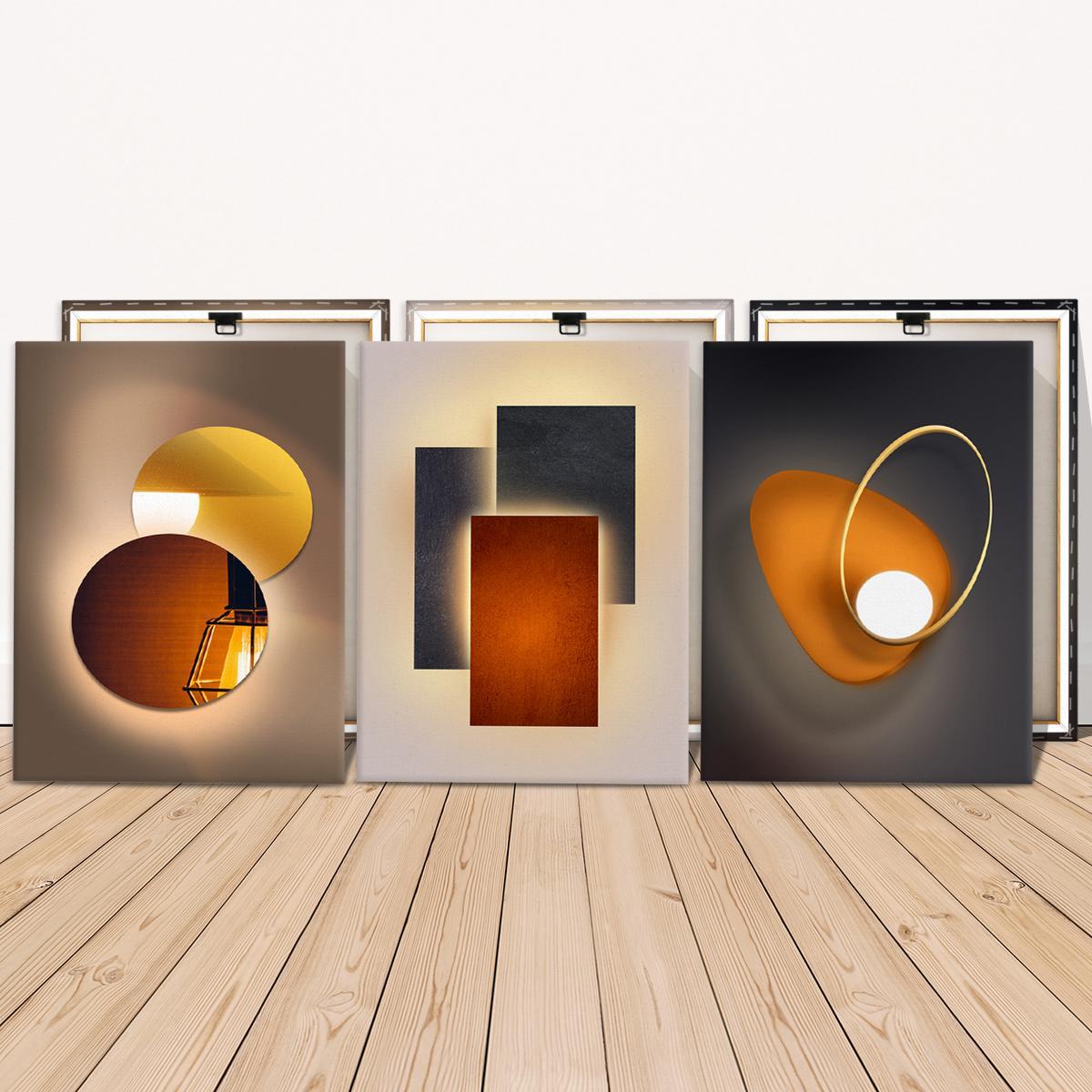 Wooden-Framed Canvas Painting Set, 3 Counts Multi-Dimensional Spray Art Posters, Wall Decor Modern Home Decoration for Living Room, Bedroom and Office