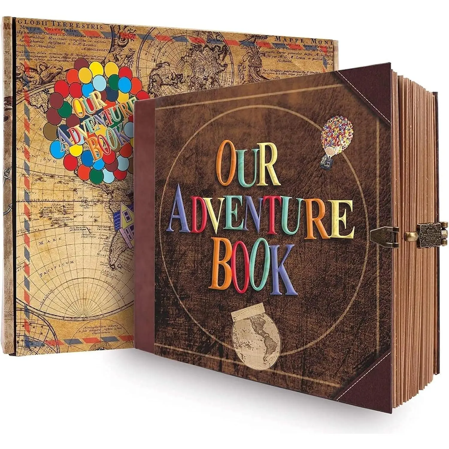 Our Adventure Book Scrapbook Photo Album Retro Style Embossed Letter Cover Travel Diary Journal Scrap Book Kit For Couples,Memory Book For Anniversary Wedding