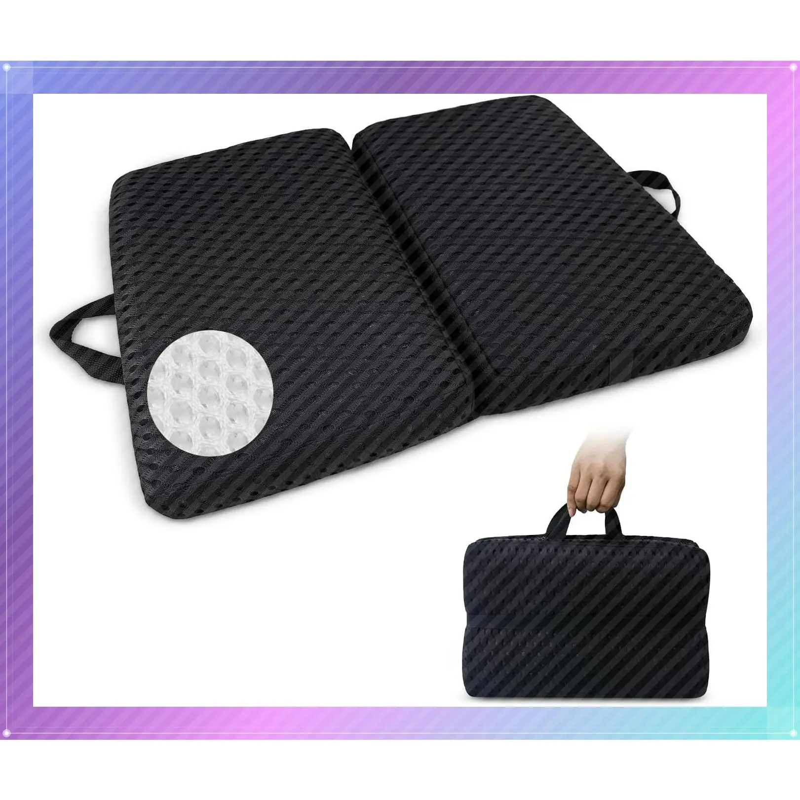 Portable Foldable Soft Thick Seat Cushion with 3D Breathable Mesh for Stadium Bleachers, Camping, Travel, Office & AirplaneGift